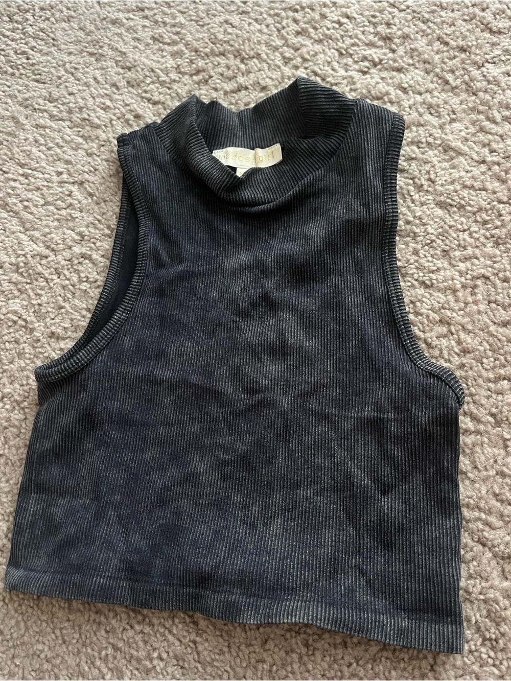 Madden Girl Black Ribbed Mock Neck Cropped Tank
